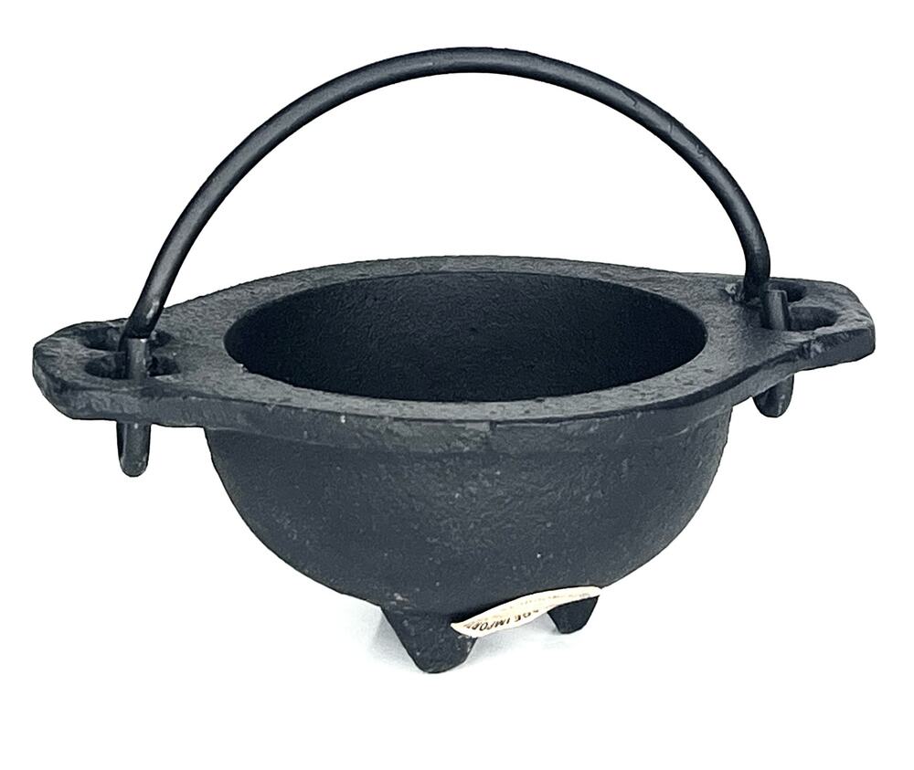 Cast Iron Cauldron Halloween Decor Handle Incense Smudging Pot Candle Holder New